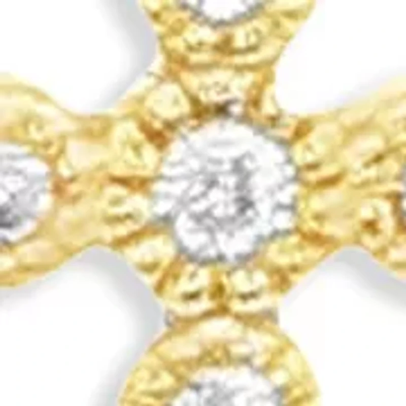 Round Cubic Zirconia Studs & Pavé Huggie Cross Drop Set