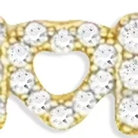 Gold Plated Round & Heart Cubic Zirconia Earrings & Pavecz Mom Bracelet Set