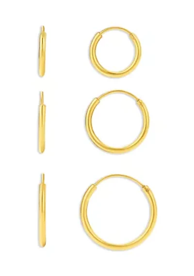 Sterling Silver Polished Endless Hoop Trio Set