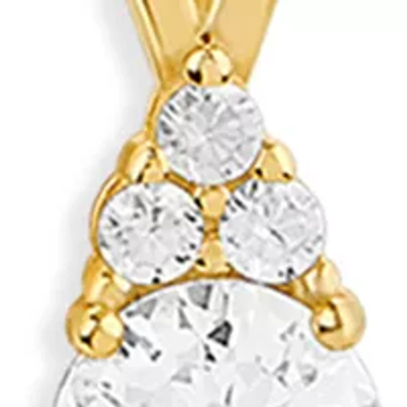 Gold Plated Sterling Silver Cubic Zirconia Round Studs & Round CZ Cluster Pendant Necklace Set