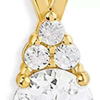Gold Plated Sterling Silver Cubic Zirconia Round Studs & Round CZ Cluster Pendant Necklace Set