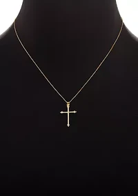Sterling Silver Gold Plated Round Cubic Zirconia Studs Cross Pendant Set