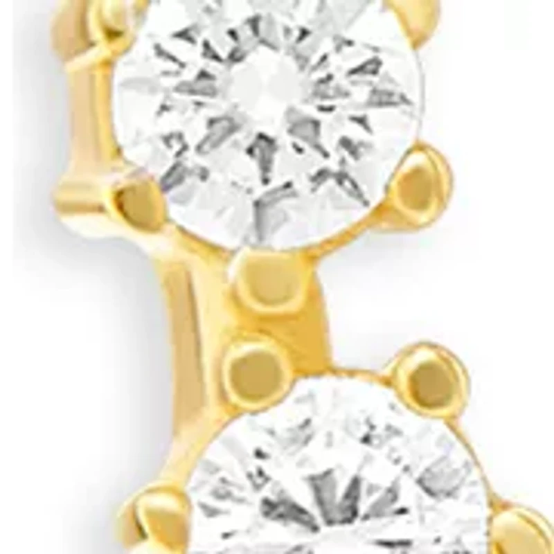 Gold Over Silver Silver Cubic Zirconia Stud, Double Stud, Crawler Stud & Endless Hoop Earring Set