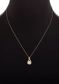 Sterling Silver Cubic Zirconia Round Studs and Twisted Pendant Necklace Set