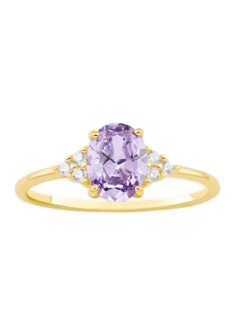 Lavender Oval Cubic Zirconia Ring