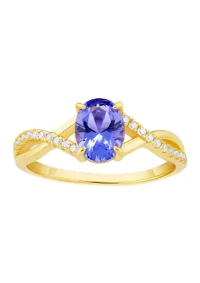 Gold Over Sterling Silver Purple Cubic Zirconia Twist Ring