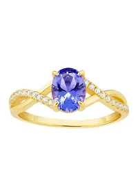 Gold Over Sterling Silver Purple Cubic Zirconia Twist Ring