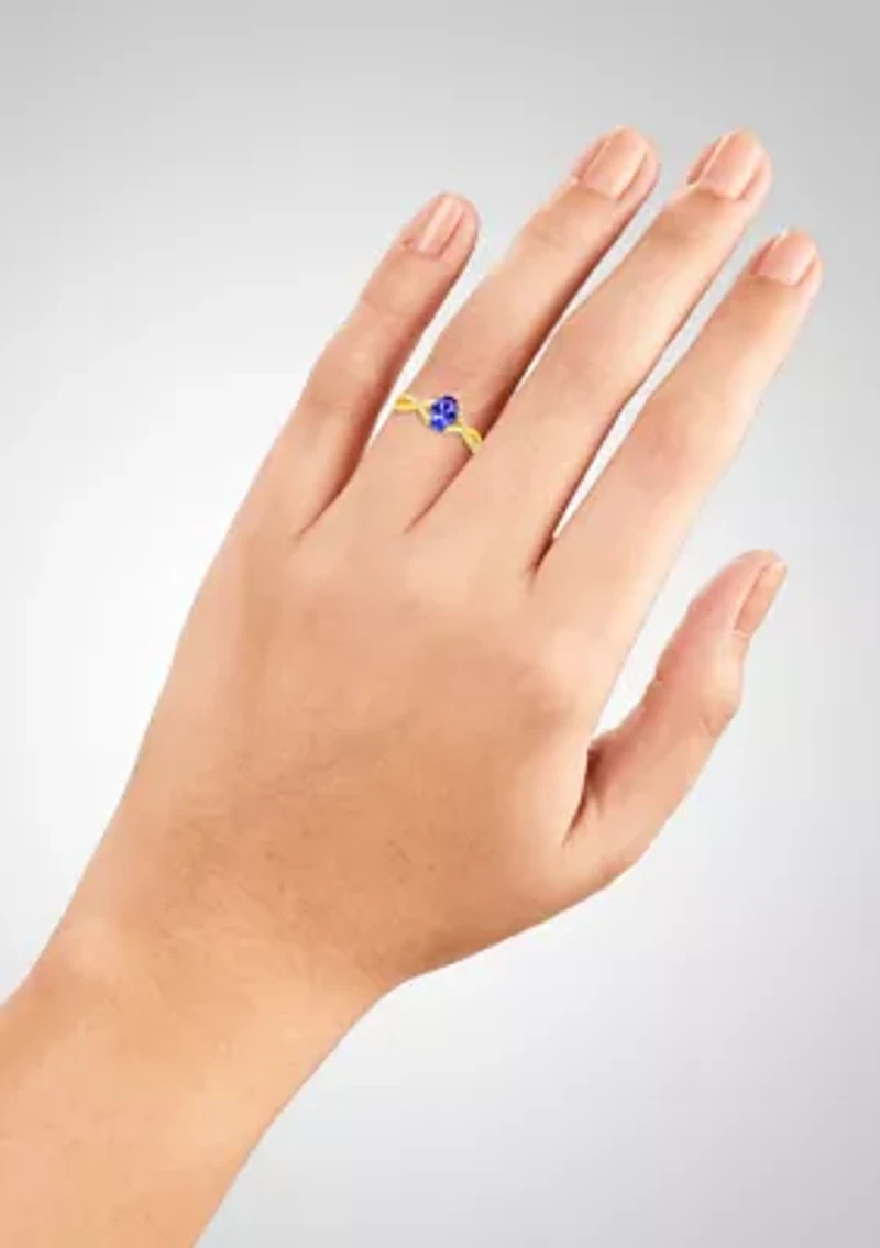Gold Over Sterling Silver Purple Cubic Zirconia Twist Ring