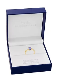 Gold Over Sterling Silver Purple Cubic Zirconia Twist Ring