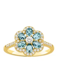 Cubic Zirconia Stone Flower sterling Band Ring