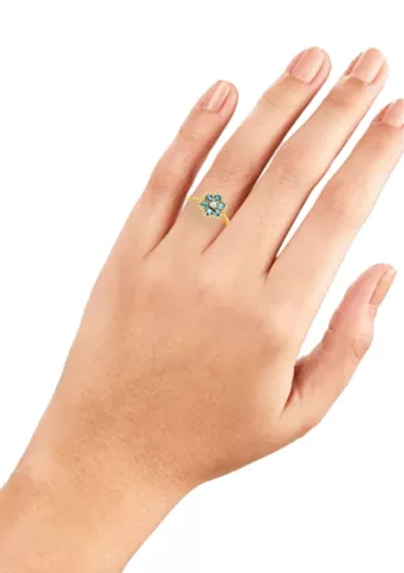 Cubic Zirconia Stone Flower sterling Band Ring