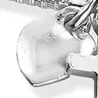 Sterling Silver Box Chain Heart Cross Anklet 