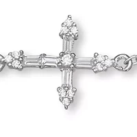 1/8 ct. t.w. Cubic Zirconia Sideway Cross Anklet with 1 Inch Extender 