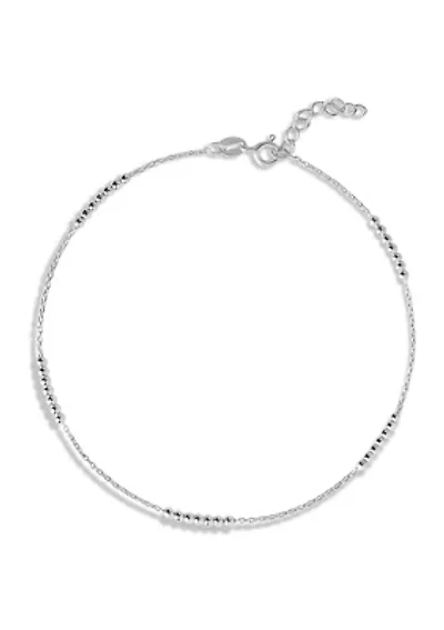 Sterling Silver Multi Beads Cable Chain Anklet