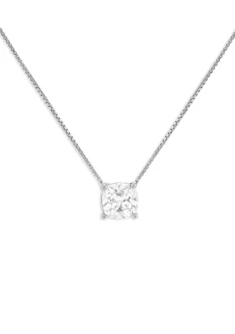 Sterling Silver 6mm Cubic Zirconia Cushion Chain Necklace