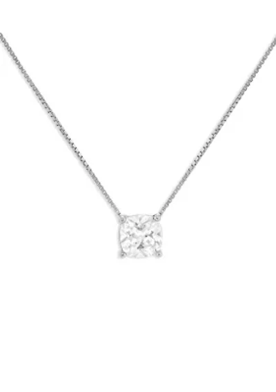 Sterling Silver 6mm Cubic Zirconia Cushion Chain Necklace
