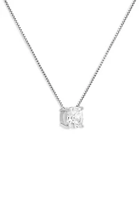 Sterling Silver 6mm Cubic Zirconia Cushion Chain Necklace