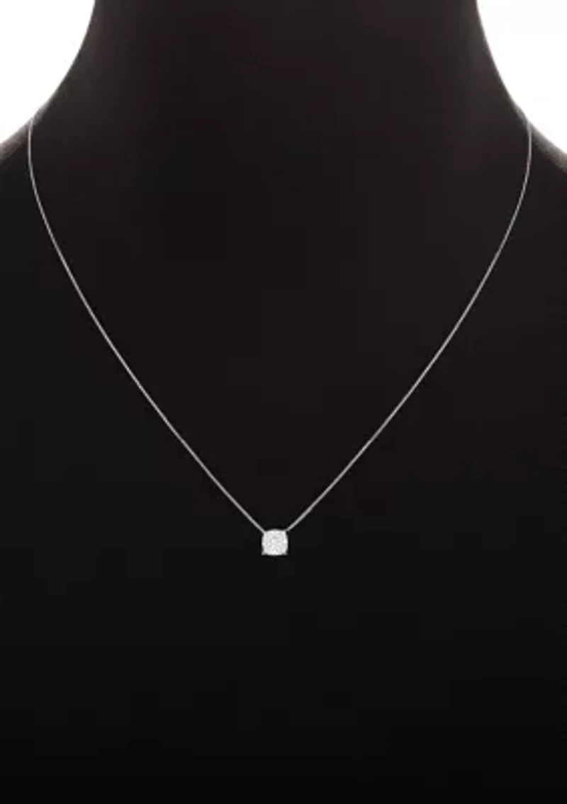Sterling Silver 6mm Cubic Zirconia Cushion Chain Necklace