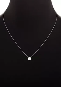 Sterling Silver 6mm Cubic Zirconia Cushion Chain Necklace