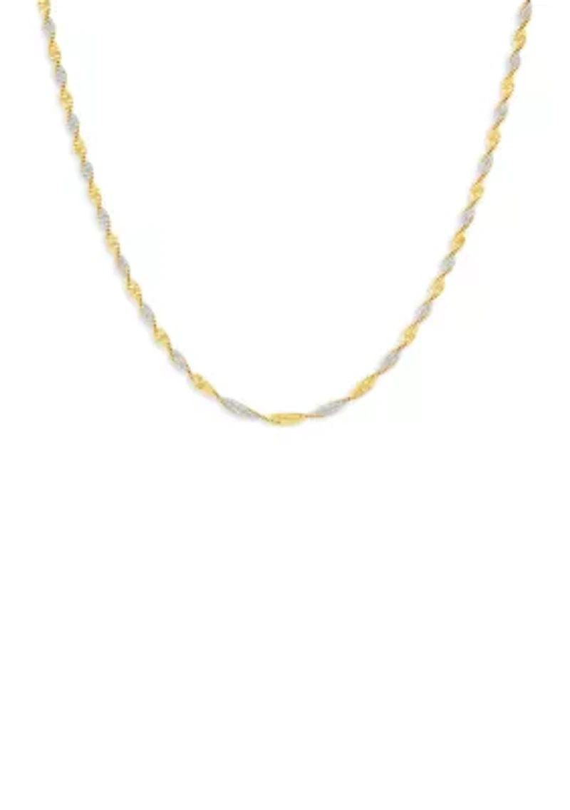 Sterling Silver Two-tone Twisted Butterfly 20in Chain Necklace