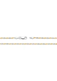 Sterling Silver Two-tone Twisted Butterfly 20in Chain Necklace