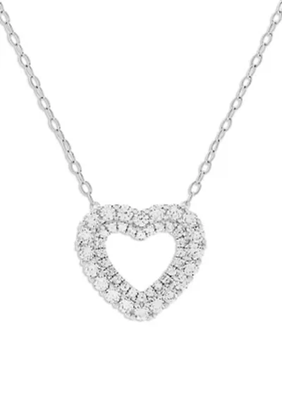 Gold Over Sterling Silver Pave CZ Heart Necklace