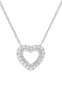Gold Over Sterling Silver Pave CZ Heart Necklace