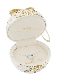 Gold Over Sterling Silver Pave CZ Heart Necklace