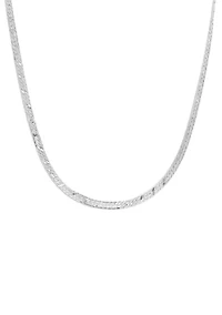 Sterling Silver Flat Diamond Cut Herringbone Chain Necklace
