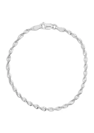Sterling Silver Butterfly Twist Chain Bracelet