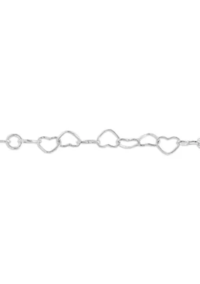 Sterling Silver Cutout Heart Link Chain Necklace