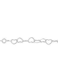 Sterling Silver Cutout Heart Link Chain Necklace