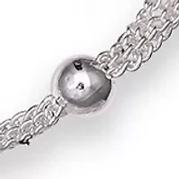 Silver Plated Triple Chain Beaded Necklace