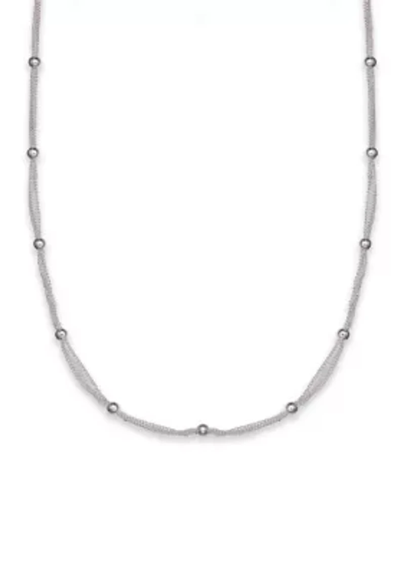 Silver Plated Triple Chain Beaded Necklace