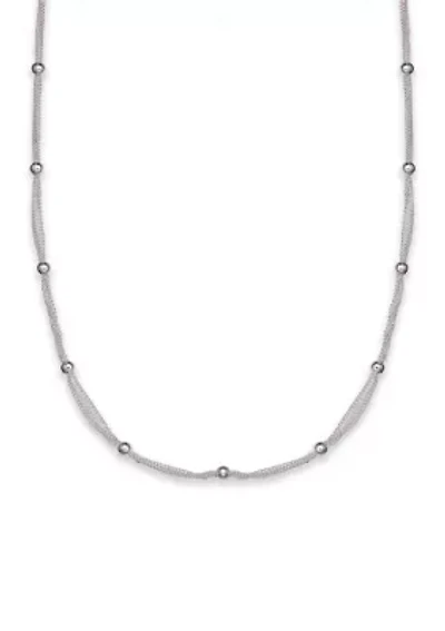 Silver Plated Triple Chain Beaded Necklace
