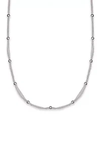 Silver Plated Triple Chain Beaded Necklace