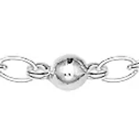 Silver Plated Polished Bead Link Chain Necklace