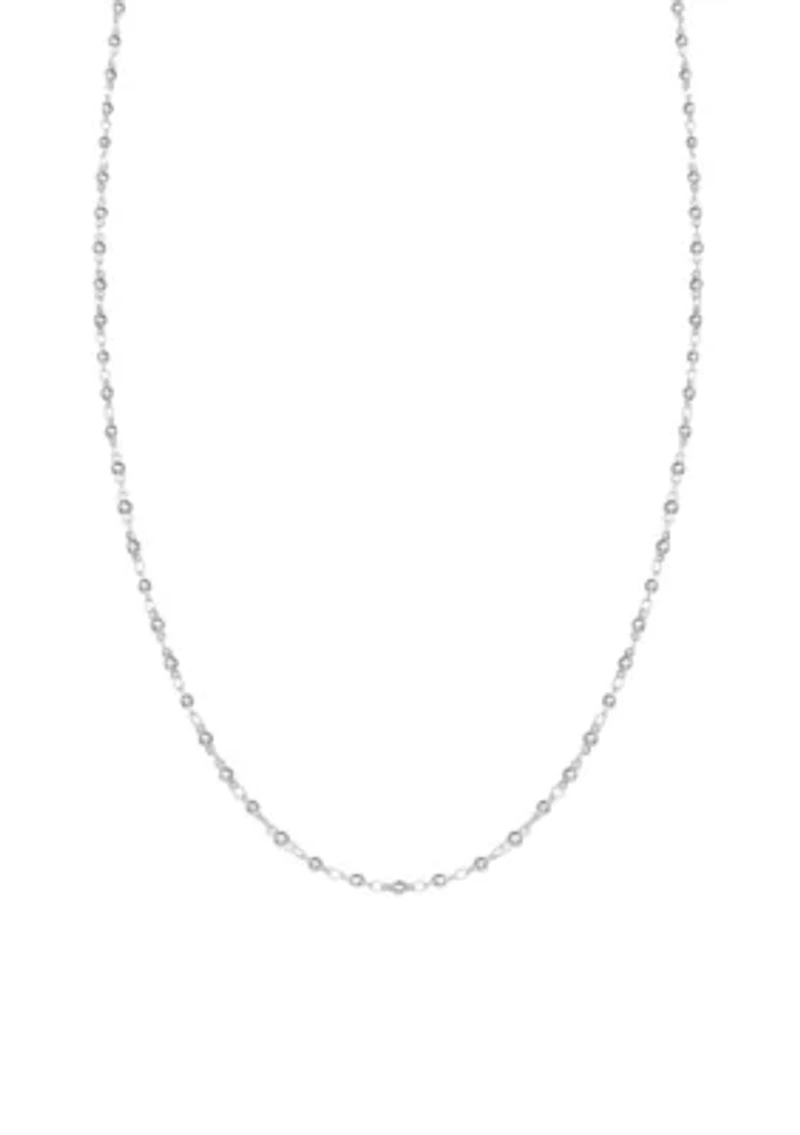 Silver Plated Polished Bead Link Chain Necklace