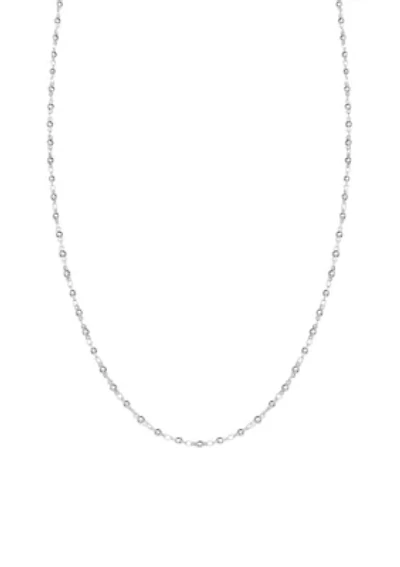 Silver Plated Polished Bead Link Chain Necklace