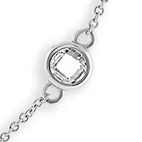 Plated Cubic Zirconia Bezel Stations Double Strand Necklace