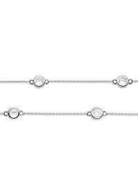 Plated Cubic Zirconia Bezel Stations Double Strand Necklace