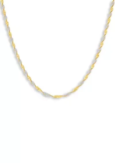 Twisted Two Tone Plated Butterfly Chain Necklace