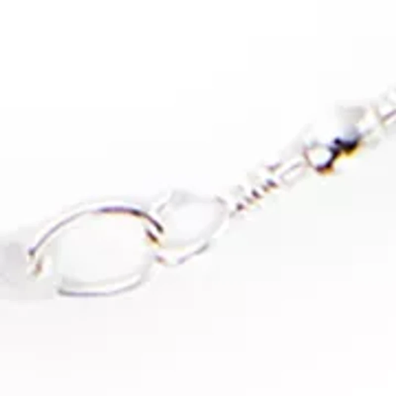 Fine Silver-Plated Polished Beads Oval Link Chain Necklace