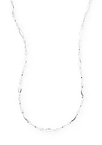 Fine Silver-Plated Polished Beads Oval Link Chain Necklace