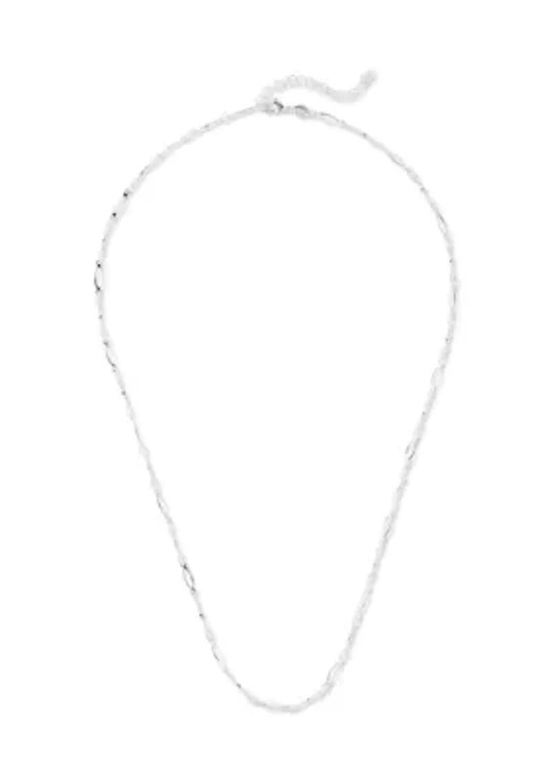 Fine Silver-Plated Polished Beads Oval Link Chain Necklace