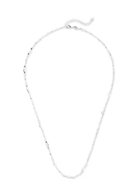 Fine Silver-Plated Polished Beads Oval Link Chain Necklace