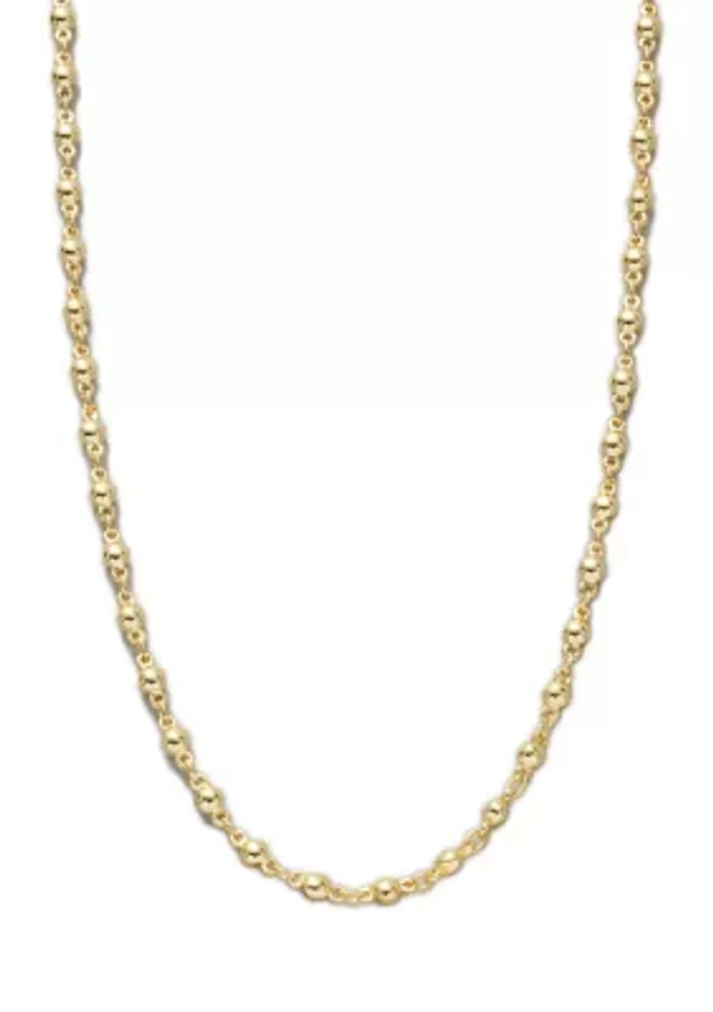 20 Inch 24K Gold Over Silver Plated Beaded Chain Necklace 