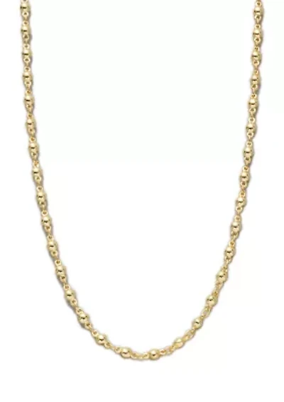 20 Inch 24K Gold Over Silver Plated Beaded Chain Necklace 