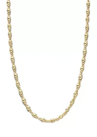 20 Inch 24K Gold Over Silver Plated Beaded Chain Necklace 