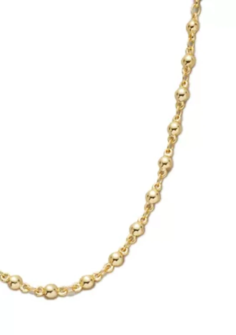 20 Inch 24K Gold Over Silver Plated Beaded Chain Necklace 